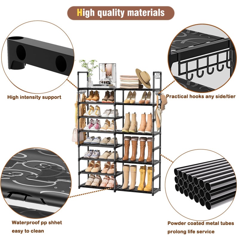 OYREL Shoe Rack Organizer 8 Tiers, Tall Shoe Racks Shelf Storage, 26-32 Pairs Vertical Large Rack,Stackable Shoes Racks for Entryway, Closet, Garage - Image 5