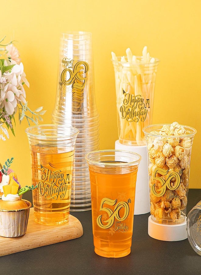 Yiyiring 60 Pcs 12 oz 50th Birthday Party Plastic Cups Happy Birthday 50th Tumblers Celebrate 50 Years Disposable Clear Cups for Party Supplies - Image 3