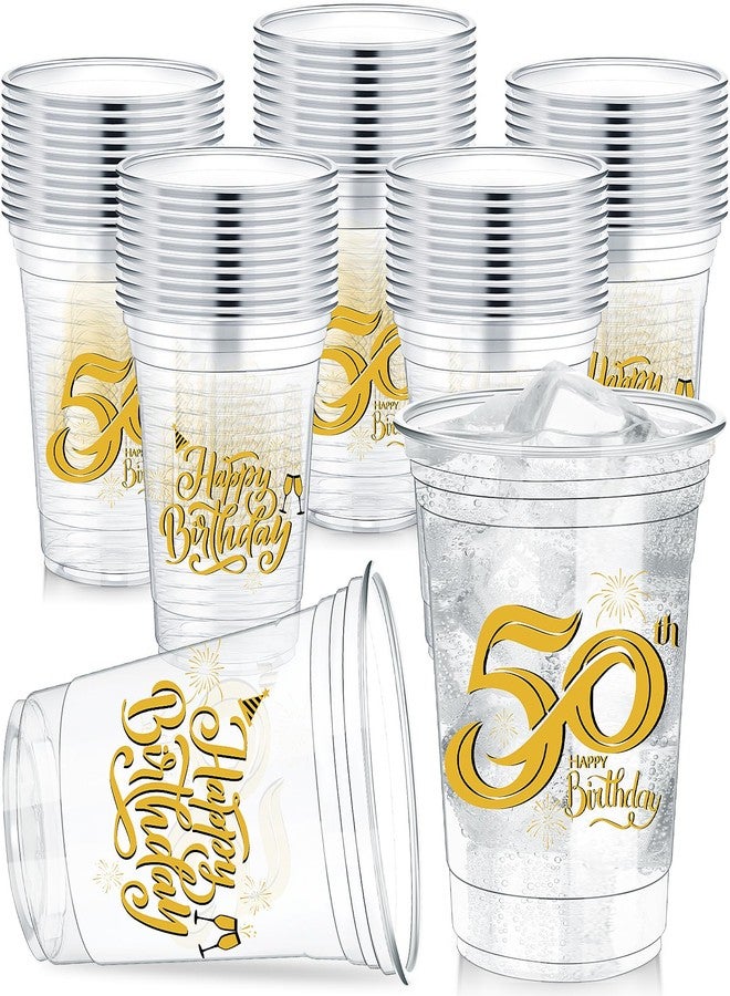 Yiyiring 60 Pcs 12 oz 50th Birthday Party Plastic Cups Happy Birthday 50th Tumblers Celebrate 50 Years Disposable Clear Cups for Party Supplies - Image 1