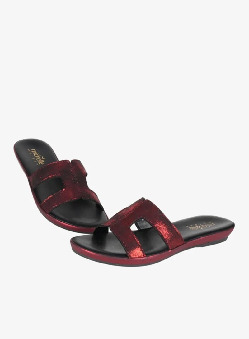 Michelle Morgan 092-2970 Michelle Morgan Ladies Flat Slip on sandals 314RC679 Bordo