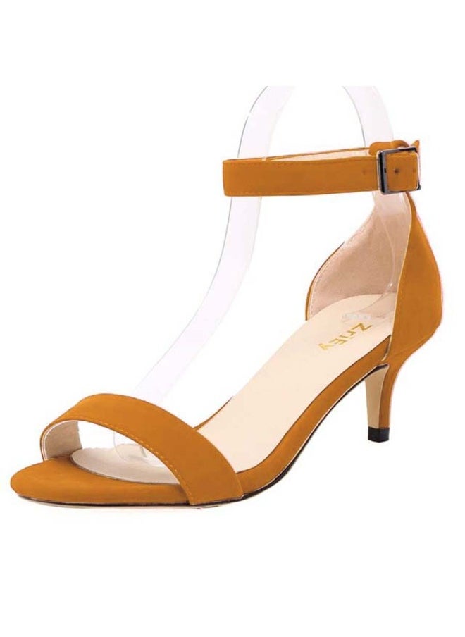 Loquat Stylish ladylike candy-colored patent leather sandals 6cm Orange  - Image 2
