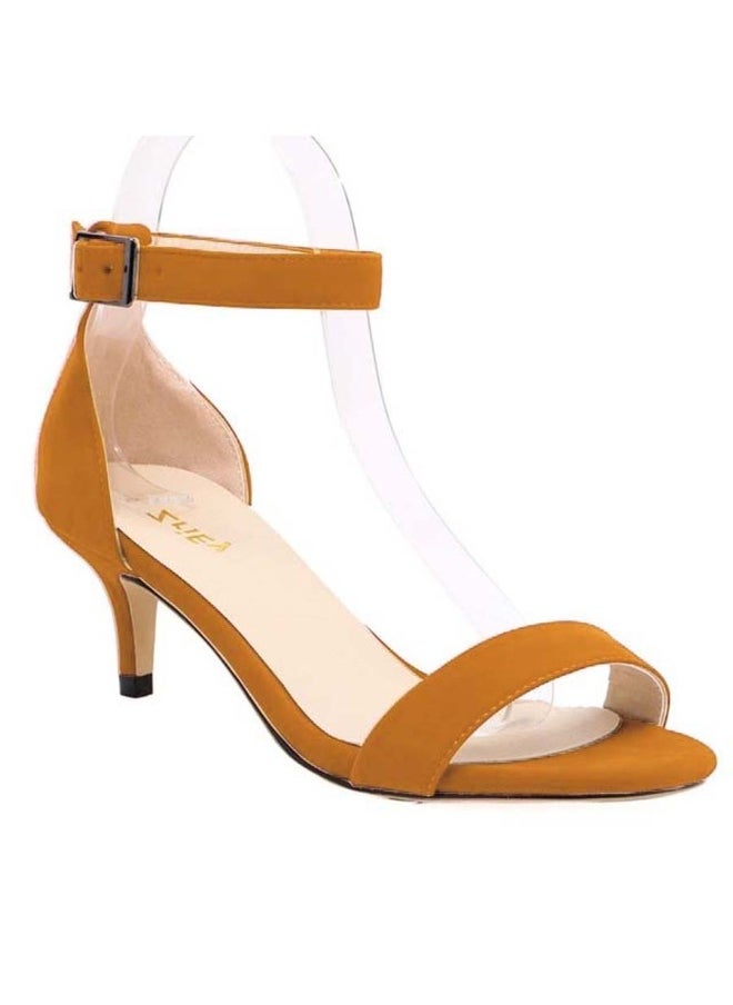 Loquat Stylish ladylike candy-colored patent leather sandals 6cm Orange  - Image 1