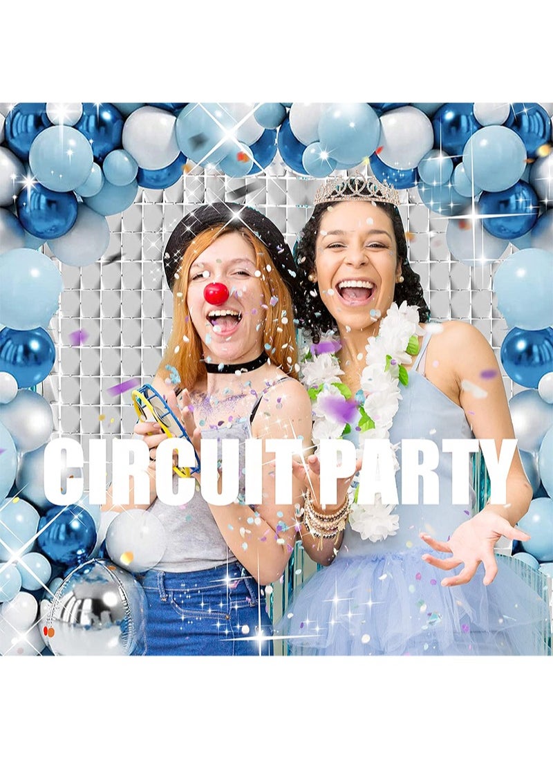 Silver Shimmer Wall Backdrop, Square Backdrop Curtain，Silver Streamer Backdrop for Party Decorations(2 Pieces, 1m*2m Each)