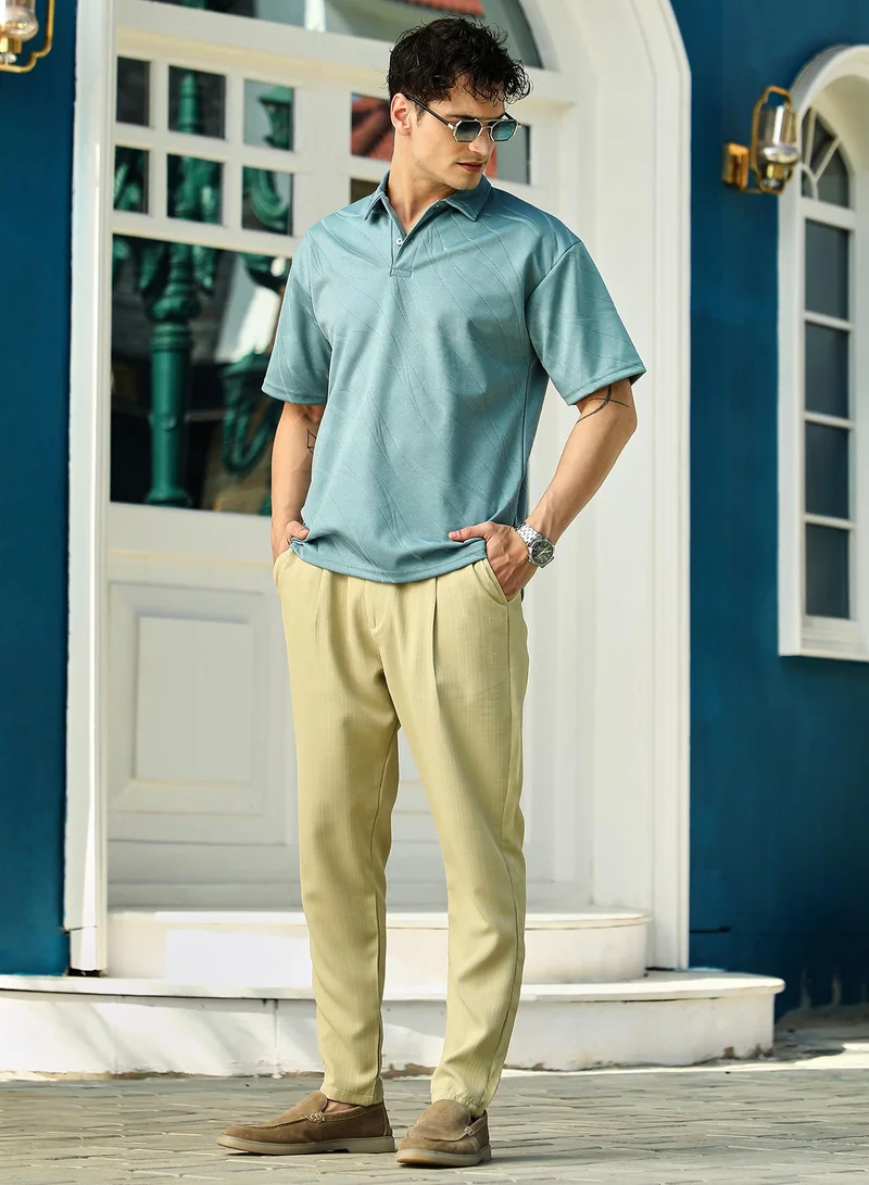 كامبوس سوترا Men's Sea Green Scratch-Tactile Polo T-Shirt