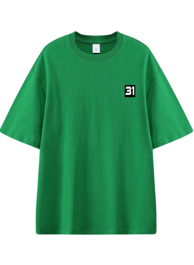 Thirty-One Unisex Simple Green Oversized T-shirt with 31 logo  - Image 1