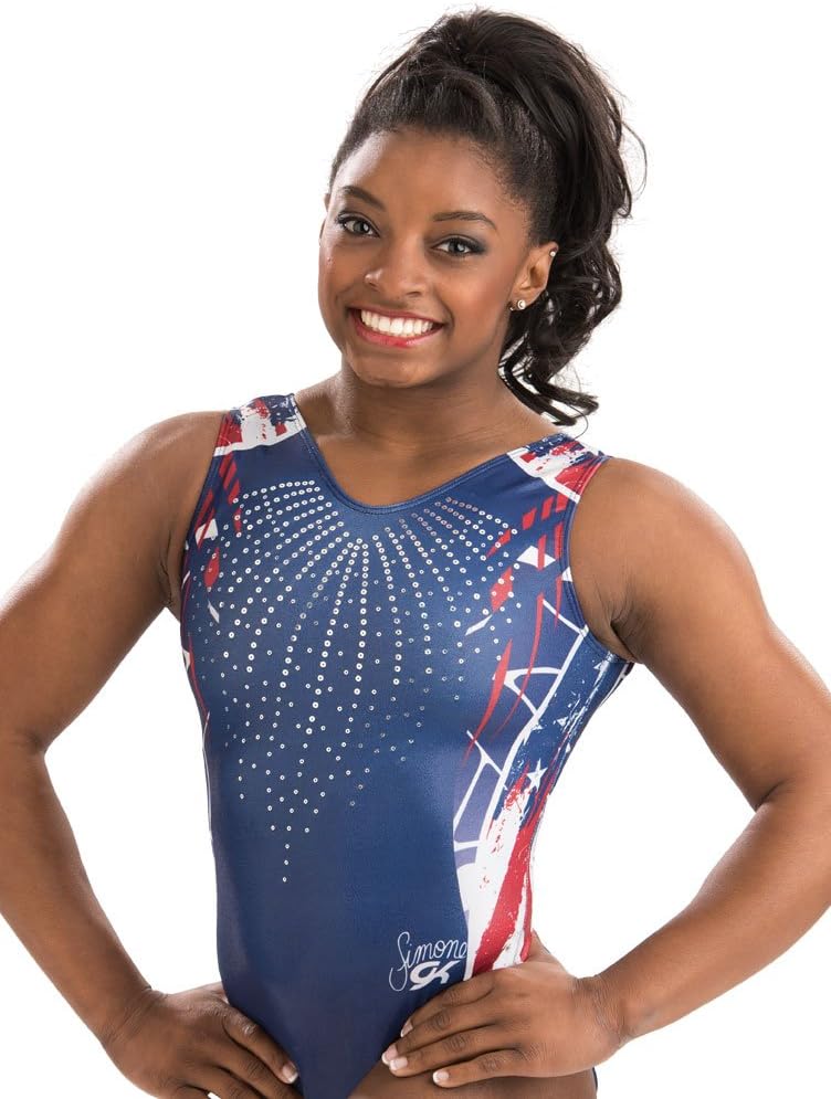 GK Simone Biles Patriotic Performance Gymnastics Leotard for Girls, Juniors, and Women - Image 1
