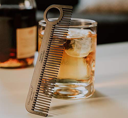 Chicago Comb Model 1 Carbon Fiber + Black Horween leather sheath, pocket and travel comb, Made in USA - Image 5