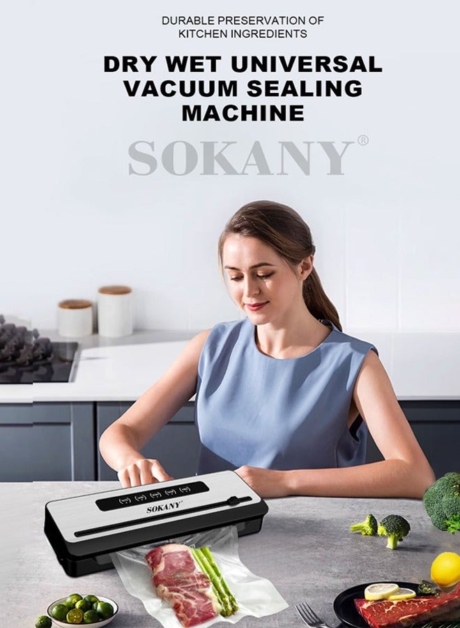 سوكاني فراغ السداده آلة ، قوية 70 كيلو باسكال الدقة 5 في 1 المدمجة فراغ الغذاء الحفاظ نظام المدمج في القاطع ، الهواء شفط خرطوم و 10 قطعة فراغ السداده أكياس ، الجافة و رطبة وسائط الذكية شفط ، سك-13076 - Image 2