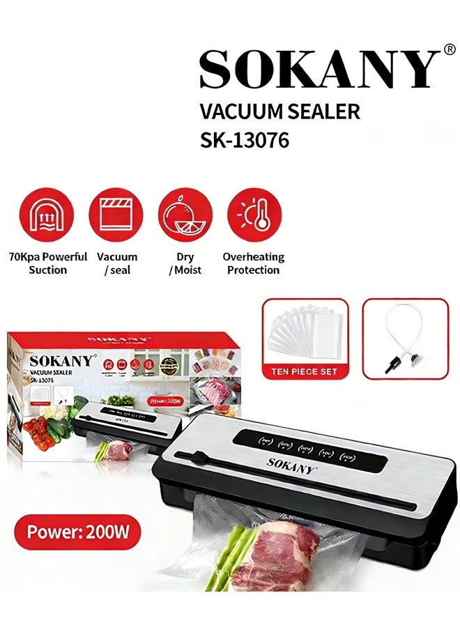 سوكاني فراغ السداده آلة ، قوية 70 كيلو باسكال الدقة 5 في 1 المدمجة فراغ الغذاء الحفاظ نظام المدمج في القاطع ، الهواء شفط خرطوم و 10 قطعة فراغ السداده أكياس ، الجافة و رطبة وسائط الذكية شفط ، سك-13076 - Image 1