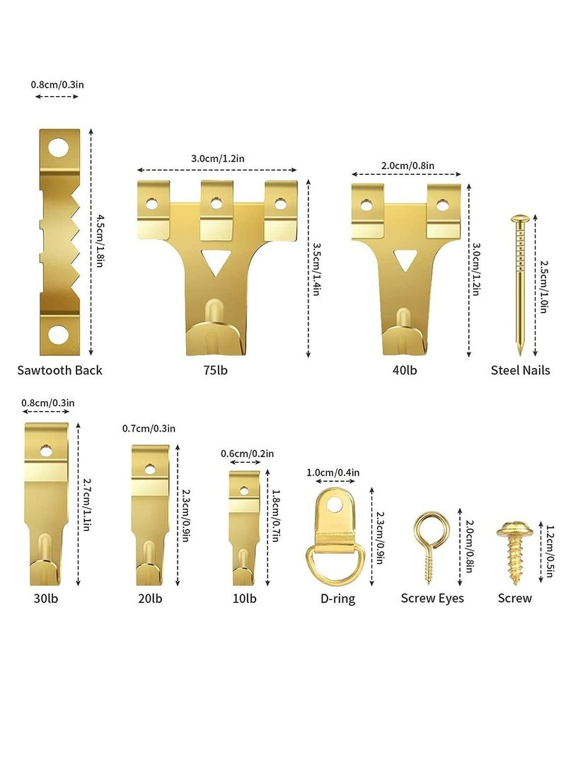 Picture Hooks, Hard Wall Picture Hanging Kit for Picture Frame Fixing Assorted Heavy Duty Picture Frames with 3M Wire Steel Hooks Sawtooth Hangers/ D-Ring/ Steel Wire/ Nails/ Screws（282PCS ） - Image 5