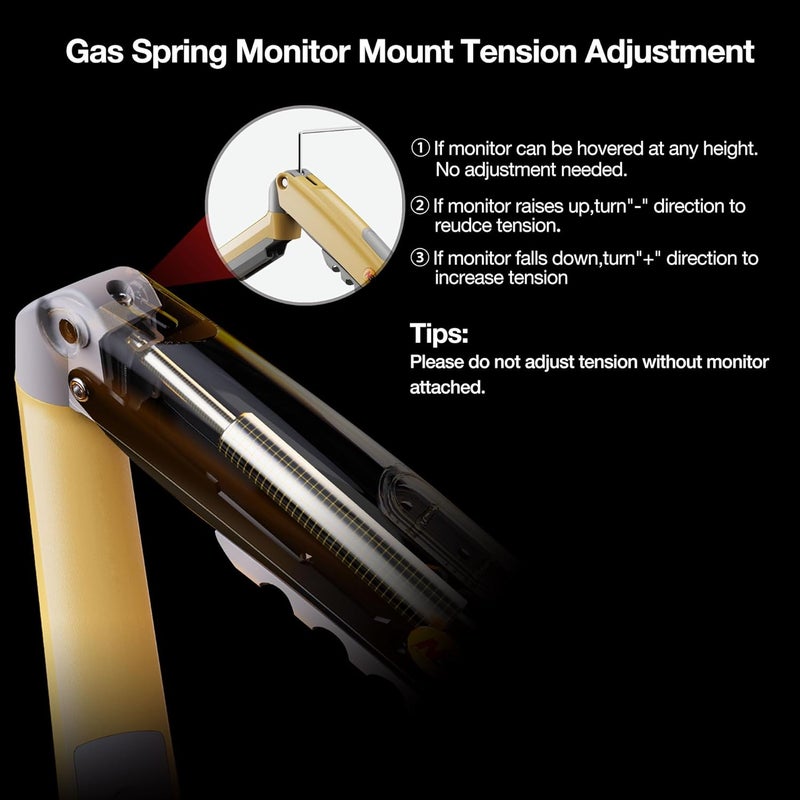 NB ERGONOMIC Monitor Mount for 17 to Inch Computer Screens, Monitor Stand Gas Spring Monitor Arm Load Max 9 kg VESA 75/100 mm Monitor Mount (F80-XD) - Image 4