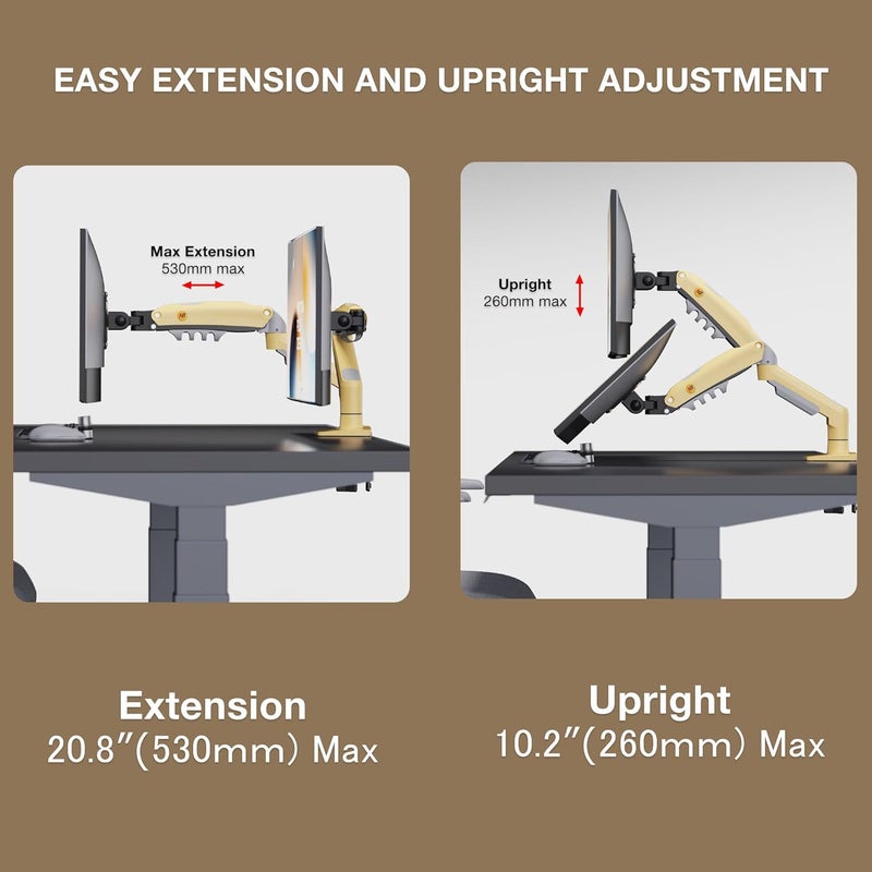 NB ERGONOMIC Monitor Mount for 17 to Inch Computer Screens, Monitor Stand Gas Spring Monitor Arm Load Max 9 kg VESA 75/100 mm Monitor Mount (F80-XD) - Image 5