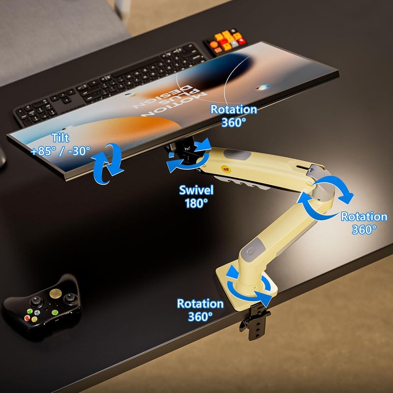 NB ERGONOMIC Monitor Mount for 17 to Inch Computer Screens, Monitor Stand Gas Spring Monitor Arm Load Max 9 kg VESA 75/100 mm Monitor Mount (F80-XD) - Image 3