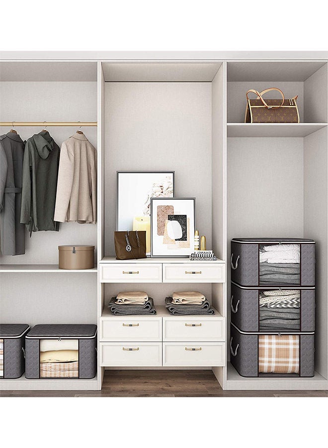 Loquat 2-Piece Zipped Large Foldable Storage Bag Organizer With Reinforced Handle Grey/White/Black 60x40x35cm - Image 5