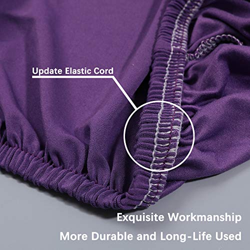 Dimatic 2 Pack Dining Chair Covers, Stretch Spandex Removable Washable Protector Chair Slipcovers for Dining Room Kitchen Hotel (Purple) - Image 4