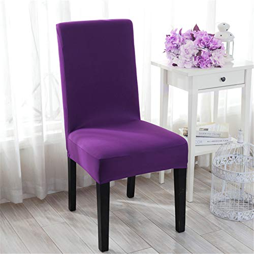 Dimatic 2 Pack Dining Chair Covers, Stretch Spandex Removable Washable Protector Chair Slipcovers for Dining Room Kitchen Hotel (Purple) - Image 2