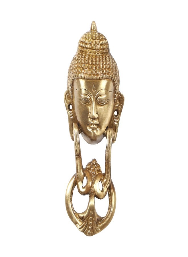 Two Moustaches Brass Buddha Face Door Knocker, Brass Door Knockers, Main Door Knocker, Door Knocker Antique, Height: 8 inches, Standard, Pack of 1 - Image 1