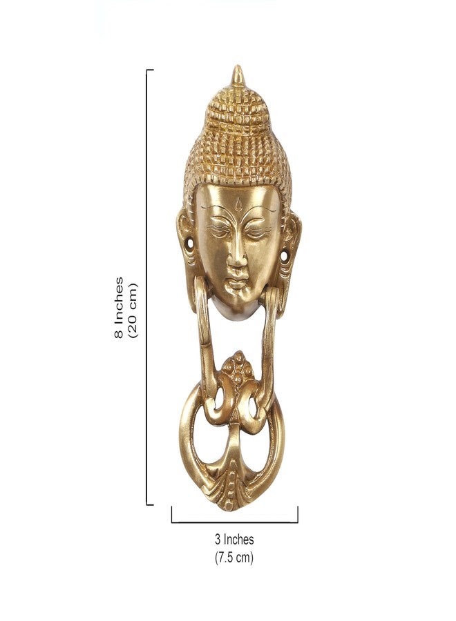 Two Moustaches Brass Buddha Face Door Knocker, Brass Door Knockers, Main Door Knocker, Door Knocker Antique, Height: 8 inches, Standard, Pack of 1 - Image 3