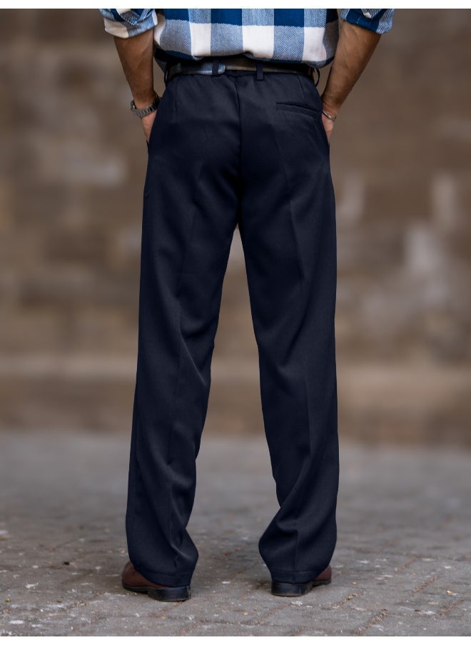 Maniac Maniac Mens Solid Navy Woven Fabric Korean Trouser  - Image 3