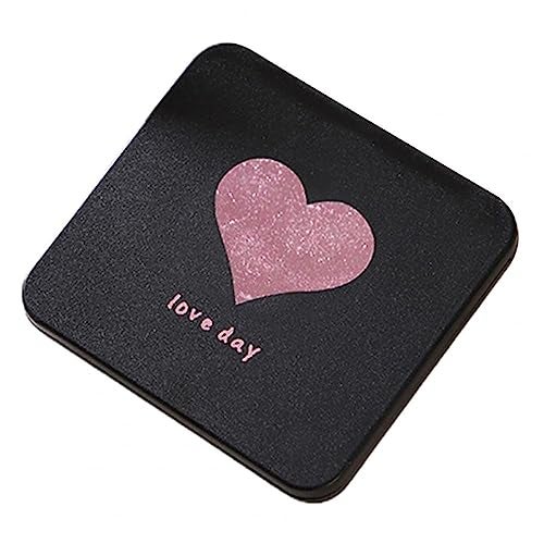 Leeonz Premium Travel Makeup Vanity Mirror for Handbag Purse Pocket, Magnifying Beauty Compact Mirror for Girls and Women, Portable Handheld 2-Sided Folding Cosmetic Mirror (Heart Pattern) - Image 1