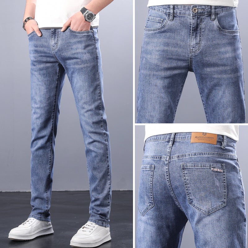 Generic Spring and Autumn Trendy Brand Boys Joker Jeans Mens Cotton Elastic Slim Fit Trend Korean Trousers Mens Youth Straight Leg Pants Wholesale 887#  - Image 1
