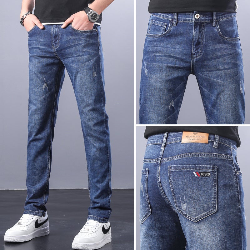 Generic Spring and Autumn Trendy Brand Boys Joker Jeans Mens Cotton Elastic Slim Fit Trend Korean Trousers Mens Youth Straight Leg Pants Wholesale 887#  - Image 3