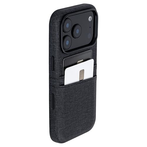Dockem Card Case for iPhone 17 Pro with Magnetic Mounting Plate, Camera Control Button, Wallet with 2 Holder Slots: M2 Luxe Canvas-Style Synthetic Leather (Charcoal Black) - Image 1