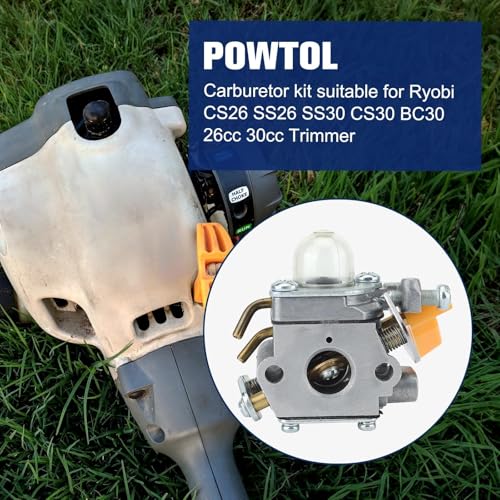 Powtol 308054043 Carburetor for Ryobi CS26 SS26 RY09056 CS30 SS30 EX26 RY28040 RY28020 RY28000 RY09053 RY09055 RY28025 RY28021 26CC Trimmer Brushcutter - Image 2