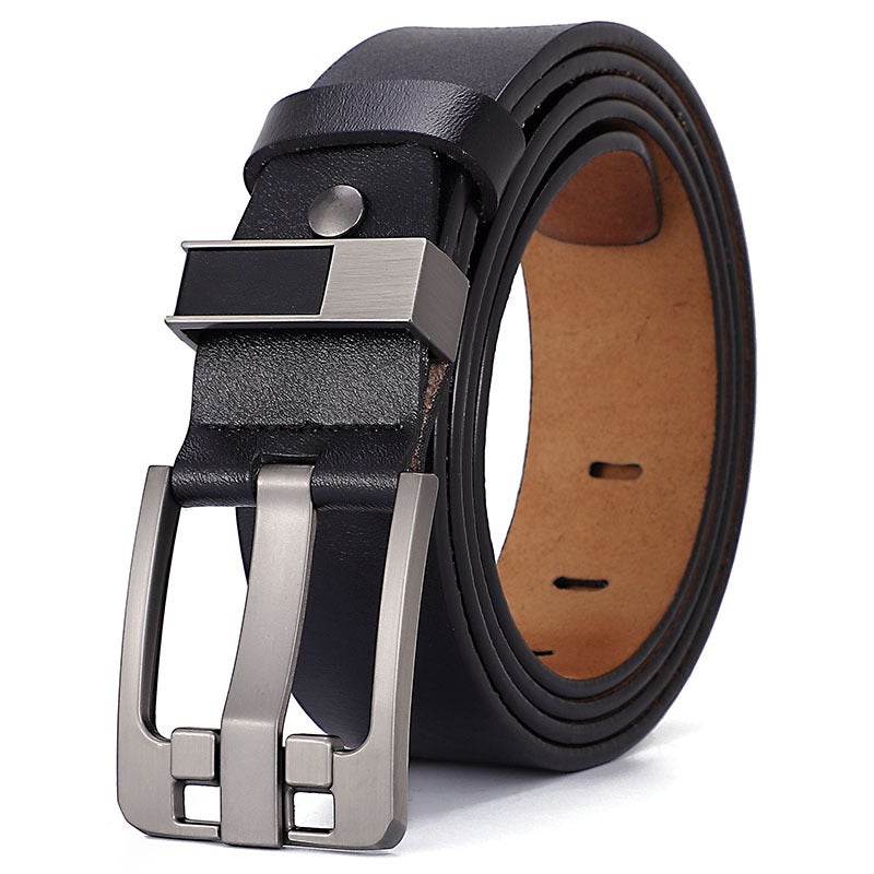 Factory Direct vintage belt mens lengthened plus size belt wide pin buckle pure cowhide leather belt one-piece delivery Black