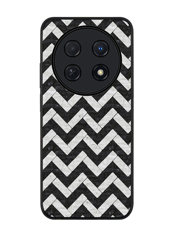 Stylizedd Rugged Black edge case for Huawei nova 12i 4G, Slim fit Soft Case Flexible Rubber Edges Anti Drop TPU Gel Thin Cover -  Chevron Tiles - Image 1