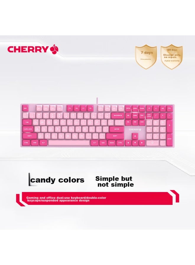 Cherry Kc200 Mechanical Keyboard, Office And Gaming Dual-use Keyboard, Computer Mechanical Keyboard, Pink Color Customizable Keyboard, Pbt Keycaps, Wired Keyboard, Brown Switch - Image 1