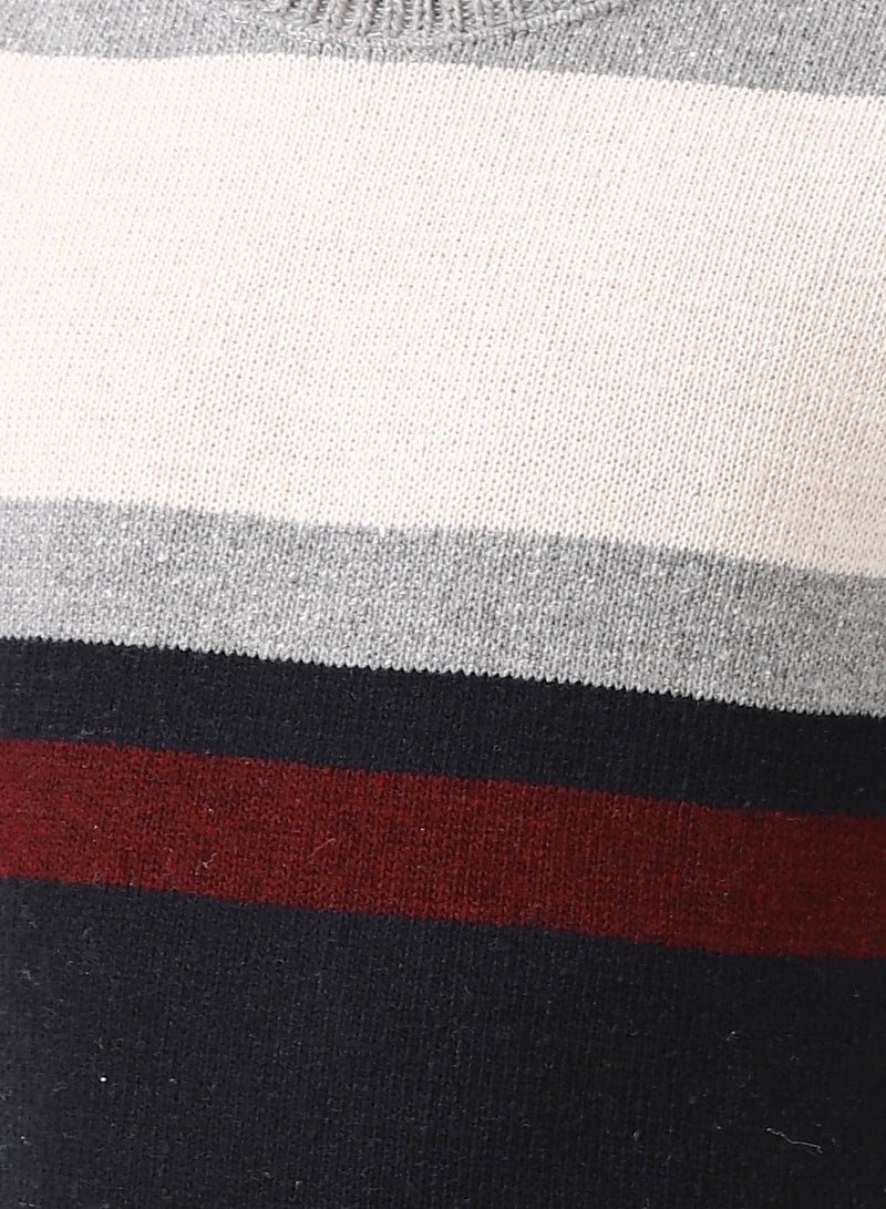 Andora Slip On Round Collar Boys Pullover_Grey & Navy Blue - Image 5