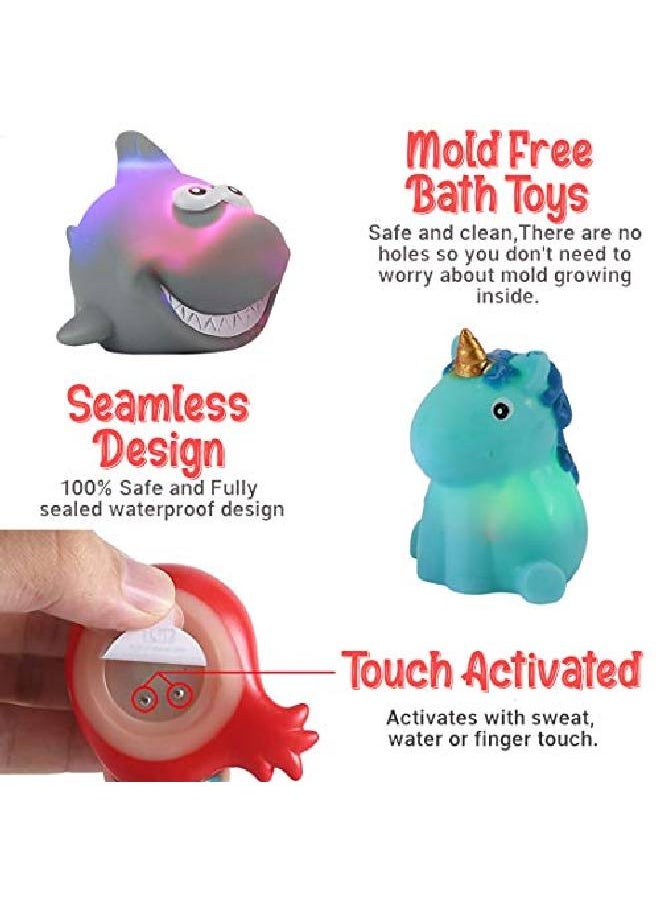 Liberty imports - Bath Toys 12 Pack Light Up Floating Rubber Animal Set ; Flashing Color Changing Led Light In Water With Duck Mesh Storage Bag - Image 1