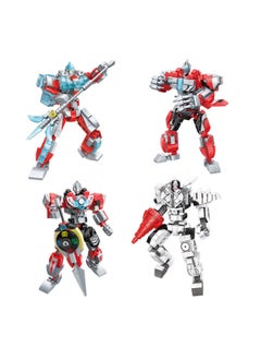 Ultraman Mecha Assembled Building Blocks Boys Children Robot Deformation Cartoon Gift Decoration Model Toy Wholesale-Color:Otte Reinforced Mech Full Set Of 4 Models