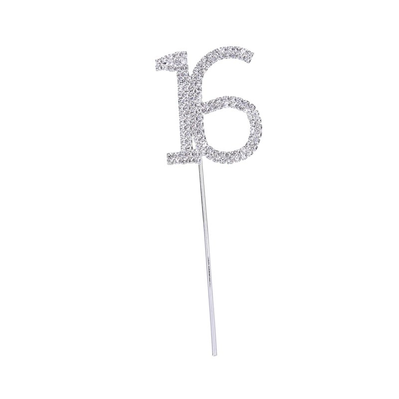 Elegant Silver Rhinestone Cake Topper for Wedding Anniversary Birthday Party Decorations - Image 1