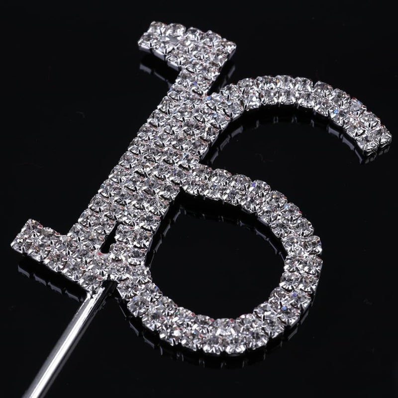 Elegant Silver Rhinestone Cake Topper for Wedding Anniversary Birthday Party Decorations - Image 3