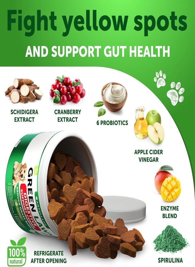 Artullano Grass Burn Spot Chews for Dogs - Pee Lawn Spot Saver Caused by Dog Urine - Grass Treatment Rocks - Urine Neutralizer for Green Lawn - Chewable Probiotics, Digestive Enzymes, DL-Methionine - 120 Treats - Image 4