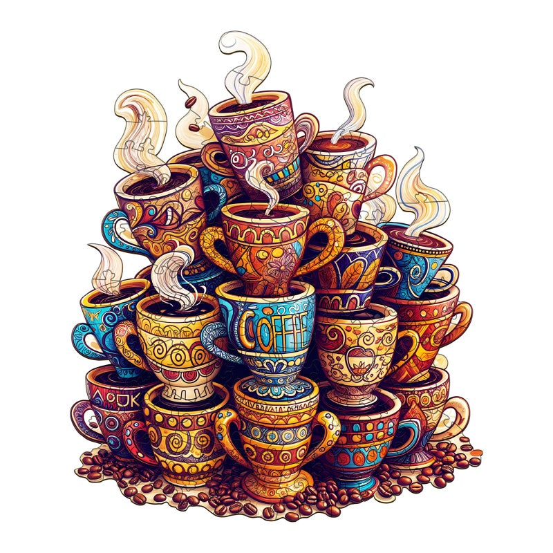 SECOGM Wooden Puzzles for Adults Coffee Dream Wood Puzzles Adult Unique Animal Shape Wooden Jigsaw Puzzles for Adults Birthday Gifts for Puzzle Lovers Family 114 96in 200 Pieces - Image 3