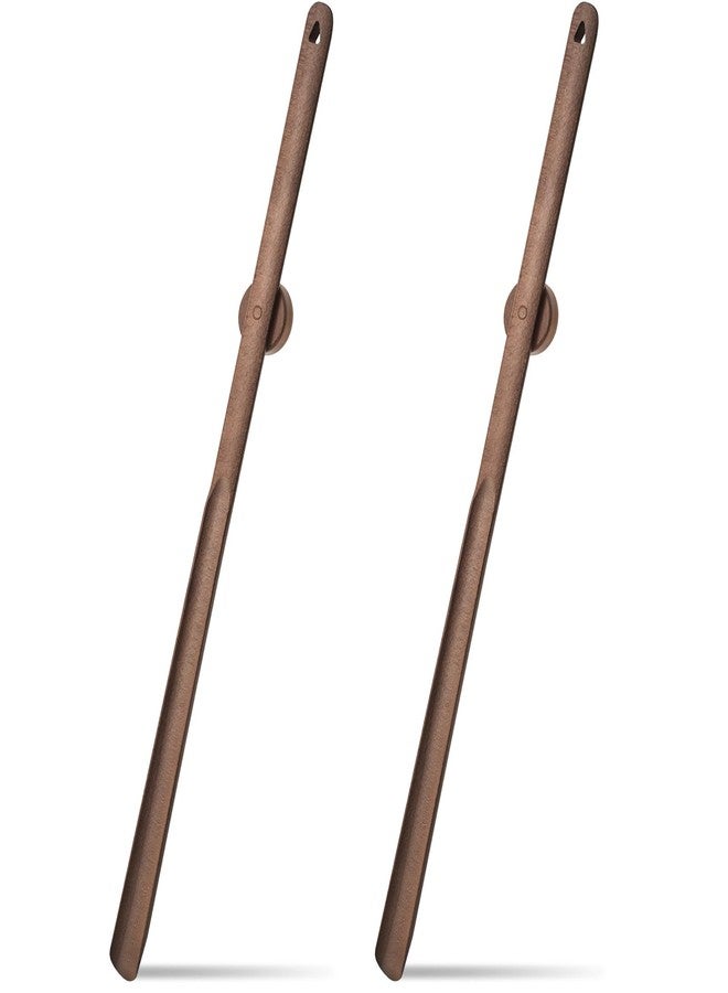 Geelin 2 Pcs 29.5" Magnetic Shoehorn, Long Wooden Shoe Horn Long Handle Shoehorn for Seniors Men Women, Magnetic Base Wall Mounted Dressing Stick for Elderly Limited Mobility (Walnut) - Image 1