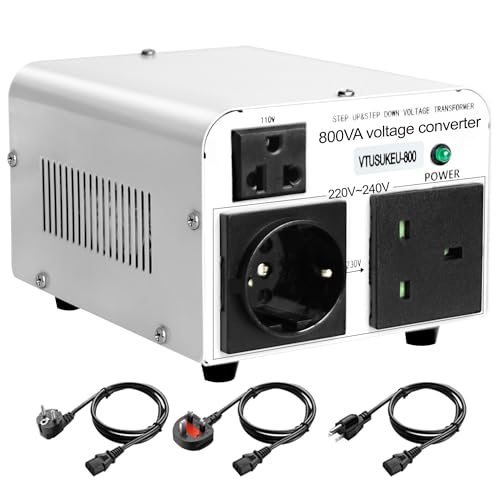 Yinleader 110V to 220V OR 220V to 110V Voltage Converter Step Up/Down Transformer 800W with US/UK/EU Power Cords - Image 1