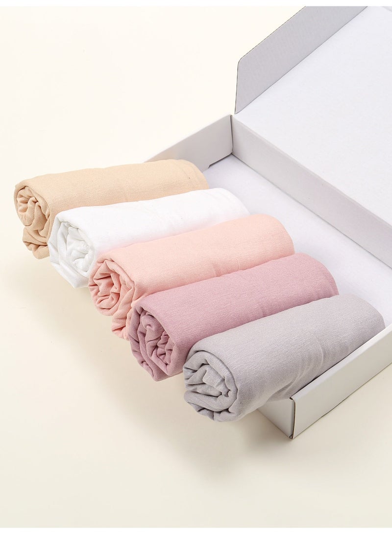 5PCS النساء جيرسي الحجاب الأوشال الموضة طويلة عادية المسلمين رأس الأوشال لف الأوشال، مجموعة صندوق الهدايا - Image 3