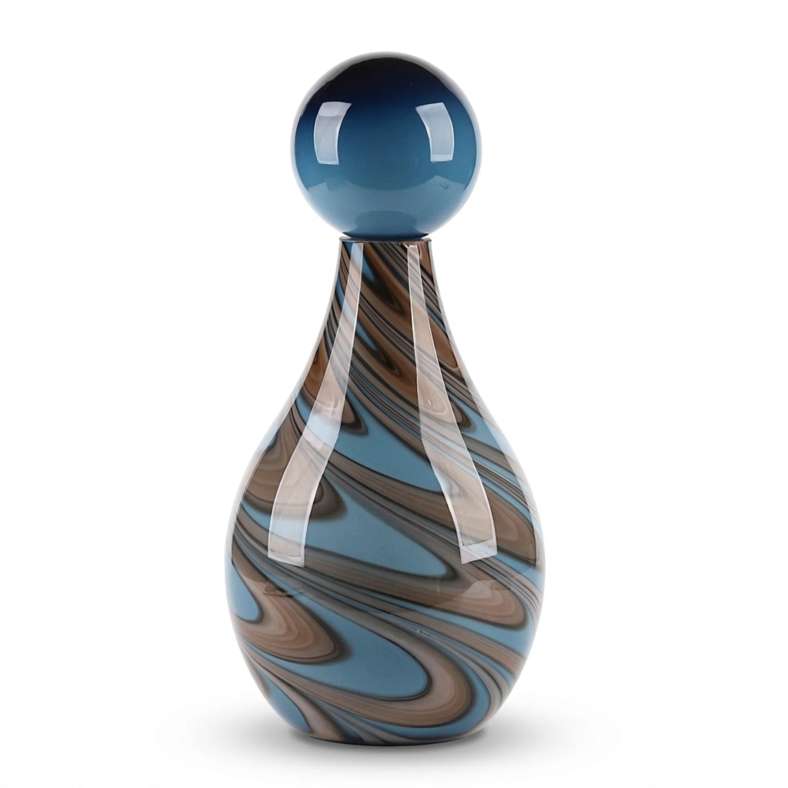Pan Home Peziza Glass Marbled Decanter Vase 16.5x16.5x35.5cm - Blue - 112DLH9900133 - Image 3