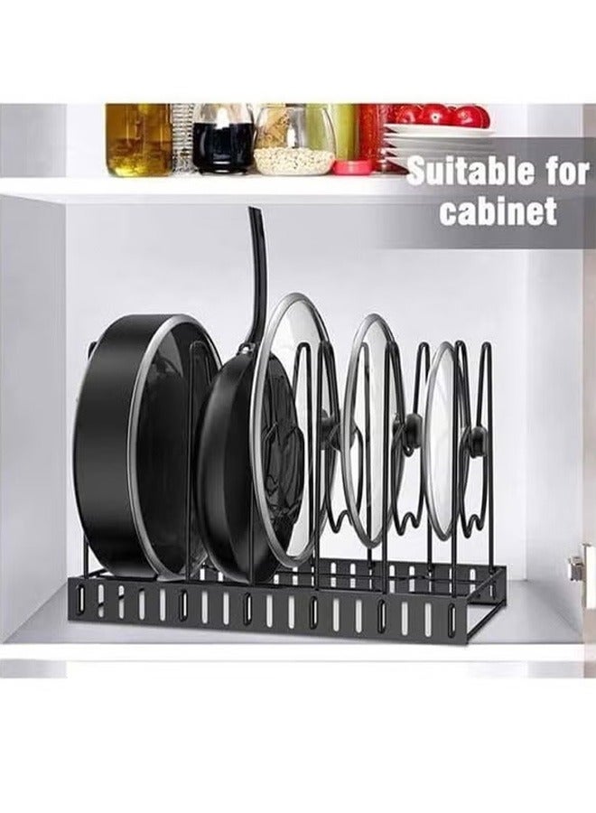 8-Layer Adjustable Pot Lid Rack, Pot Rack, Cookware Pot Lid Rack, Black - Image 3