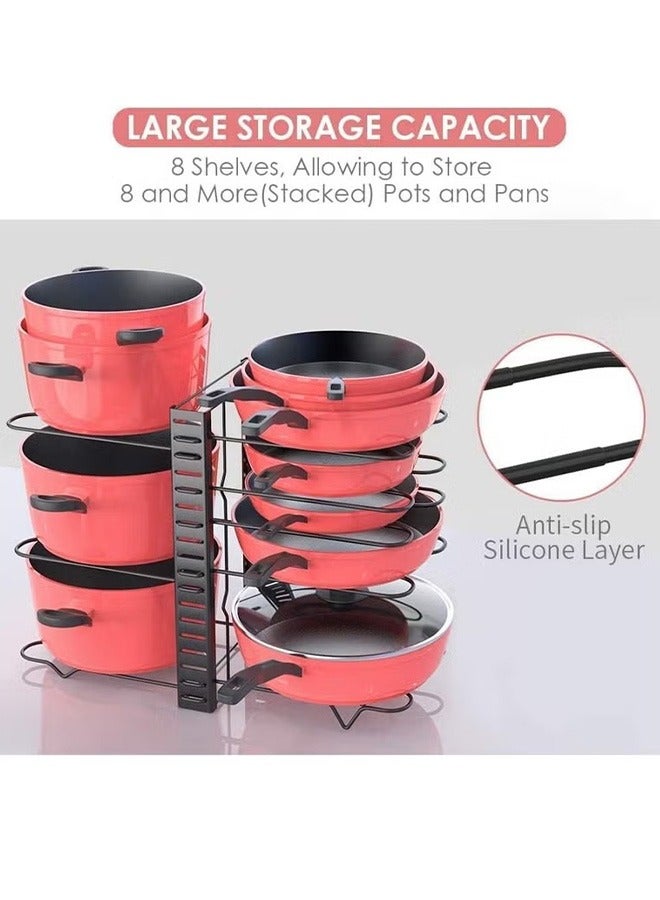 8-Layer Adjustable Pot Lid Rack, Pot Rack, Cookware Pot Lid Rack, Black - Image 5