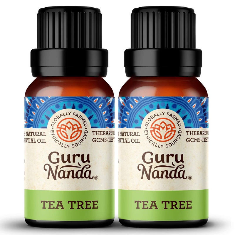 GuruNanda Tea Tree Essential Oil (2x0.5 Fl Oz) - 100% Pure, Undiluted Aromatherapy Oil for Diffusers, Massage, DIY Recipes, Helps in Skin & Hair Care - Image 1