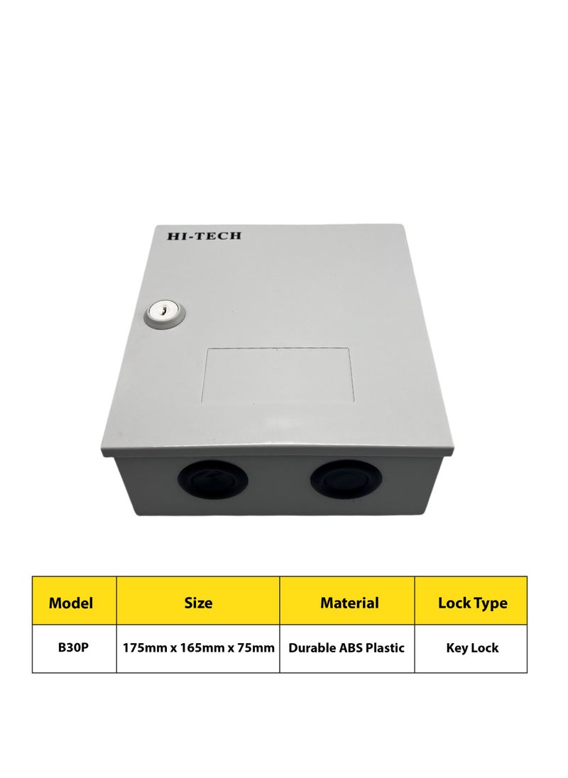 Hi-Tech - HI-TECH 30 Pairs Telephone Distribution Box with Module - Durable ABS Plastic, Indoor Use, Compact Design (175*165*75mm) with key lock type. - Image 1