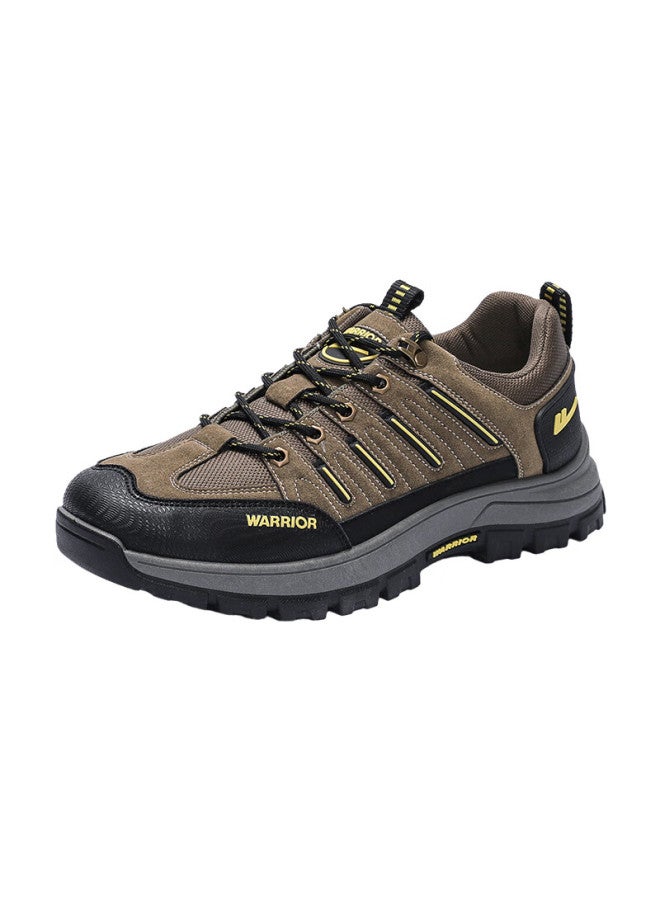 Pull Back Warrior Men's Low-top Wear-resistant Anti-slip Hiking Shoes All-match Lightweight Work Shoes Dark Green Size 39
