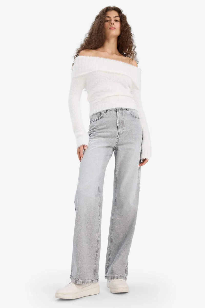 ديفاكتو Slim Fit Strapless Knitwear Pullover