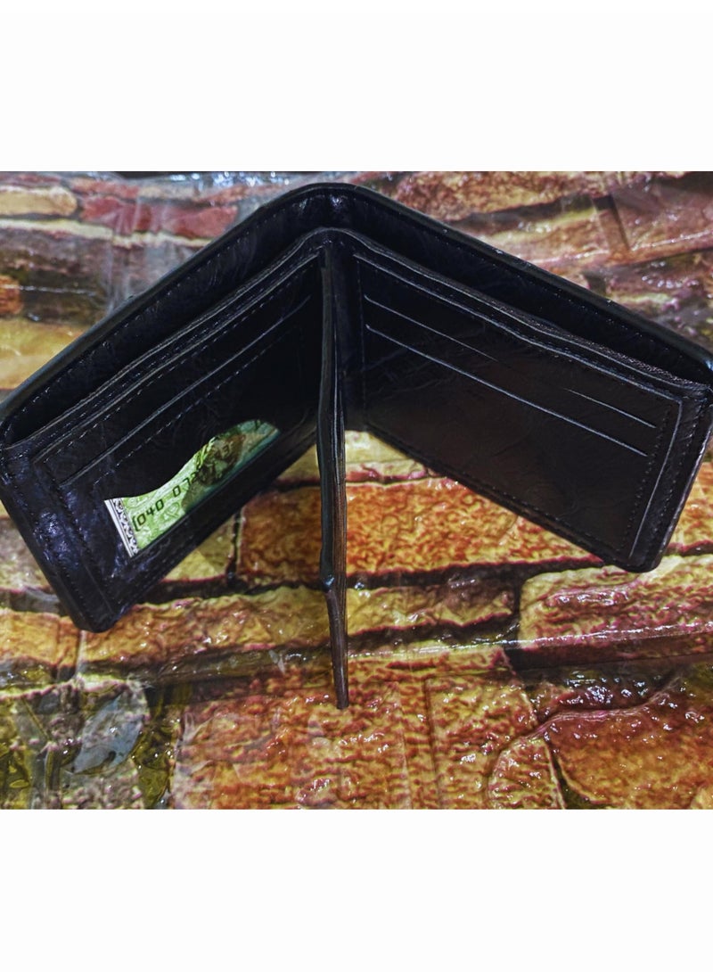 Men's Wallet - Genuine Leather Bifold - Gift for Men, Large Capacity Wallets with Coin Pocket, Unique Design (Brown and Black)  - Image 3