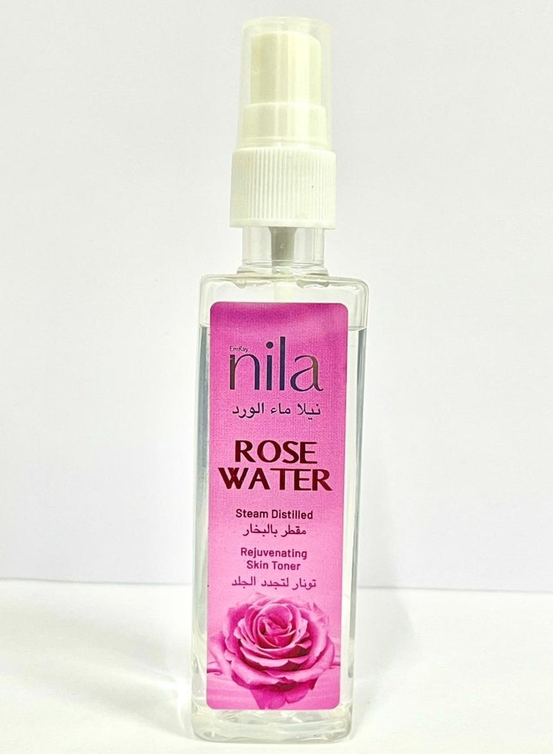 NILA Pure Rose Water 100ml – Natural Hydrating Toner for Sensitive Skin & Pore Tightening - Image 1